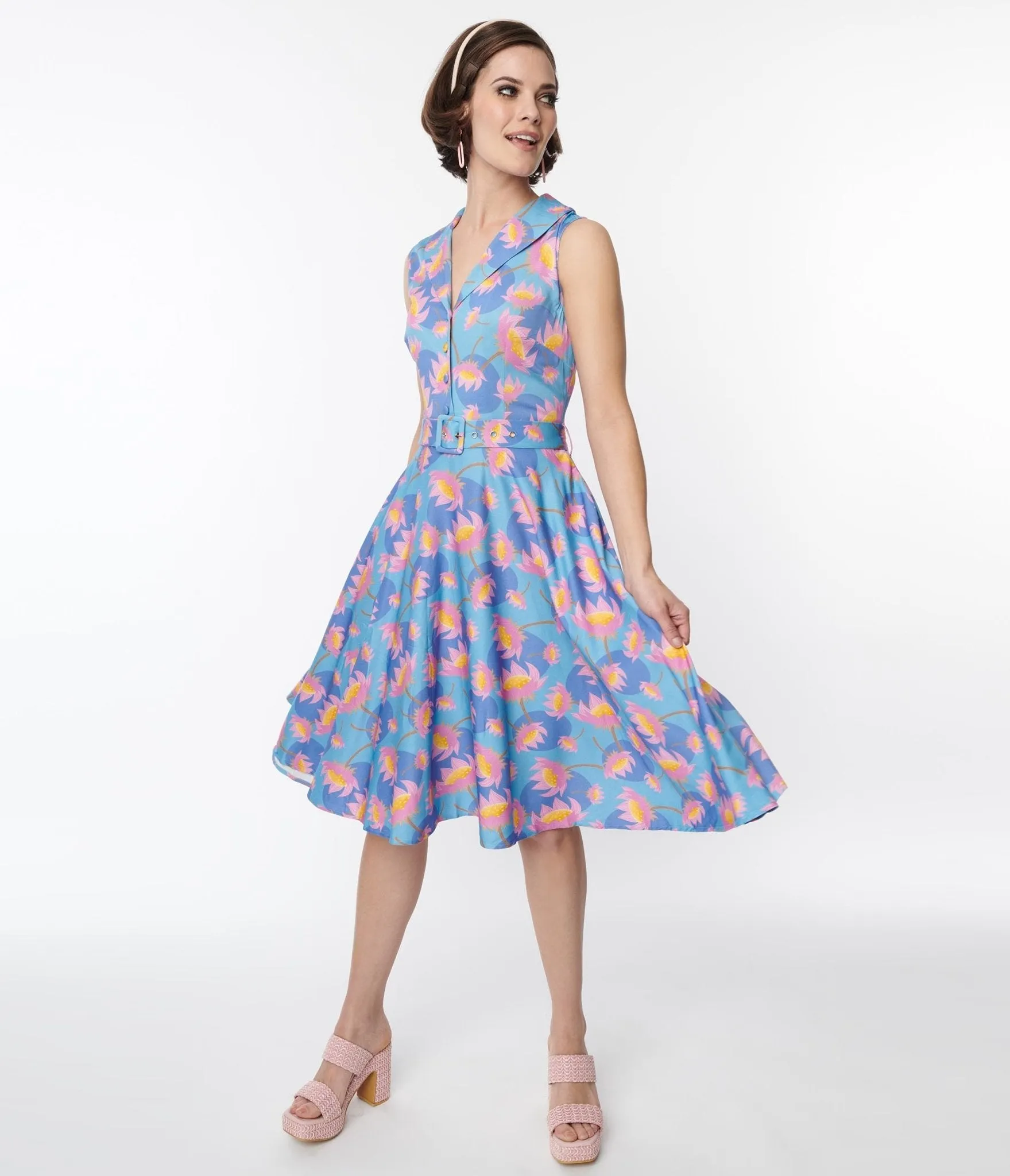 Blue Blooming Lotus Jani Swing Dress sold by Unique Vintage product image thumbnail 4