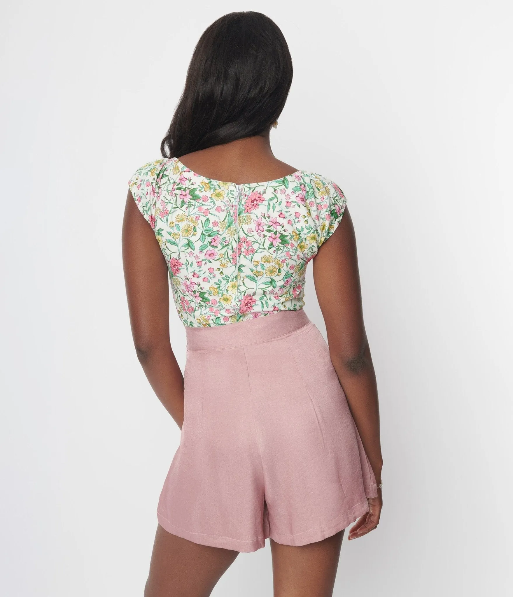 White & Pink & Yellow Floral May Top sold by Unique Vintage product image thumbnail 2