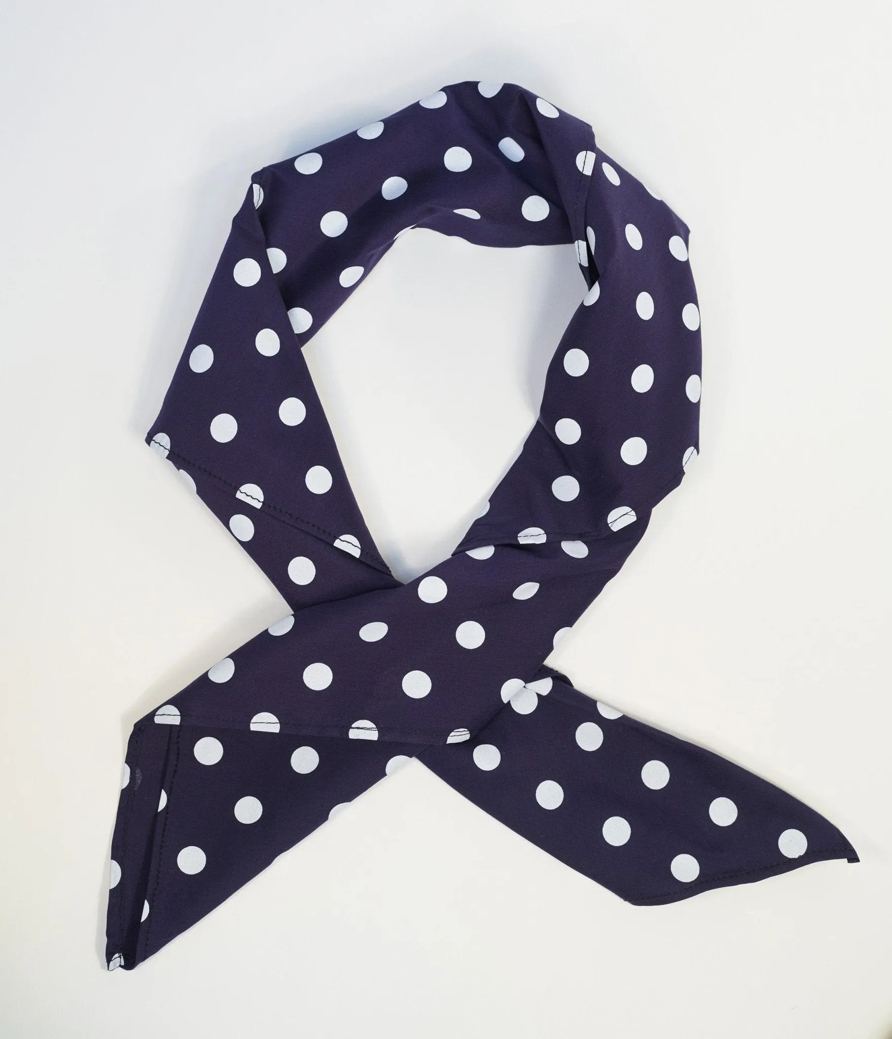 Unique Vintage Navy & White Dots Hair Scarf sold by Unique Vintage product image thumbnail 2