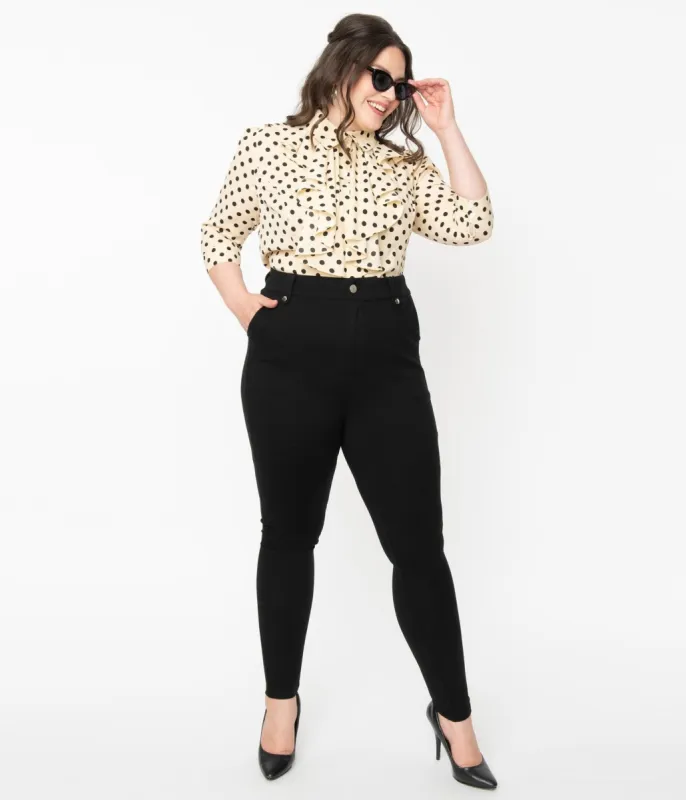 Unique Vintage Plus Size Black Cigarette Kitty Pants sold by Unique Vintage