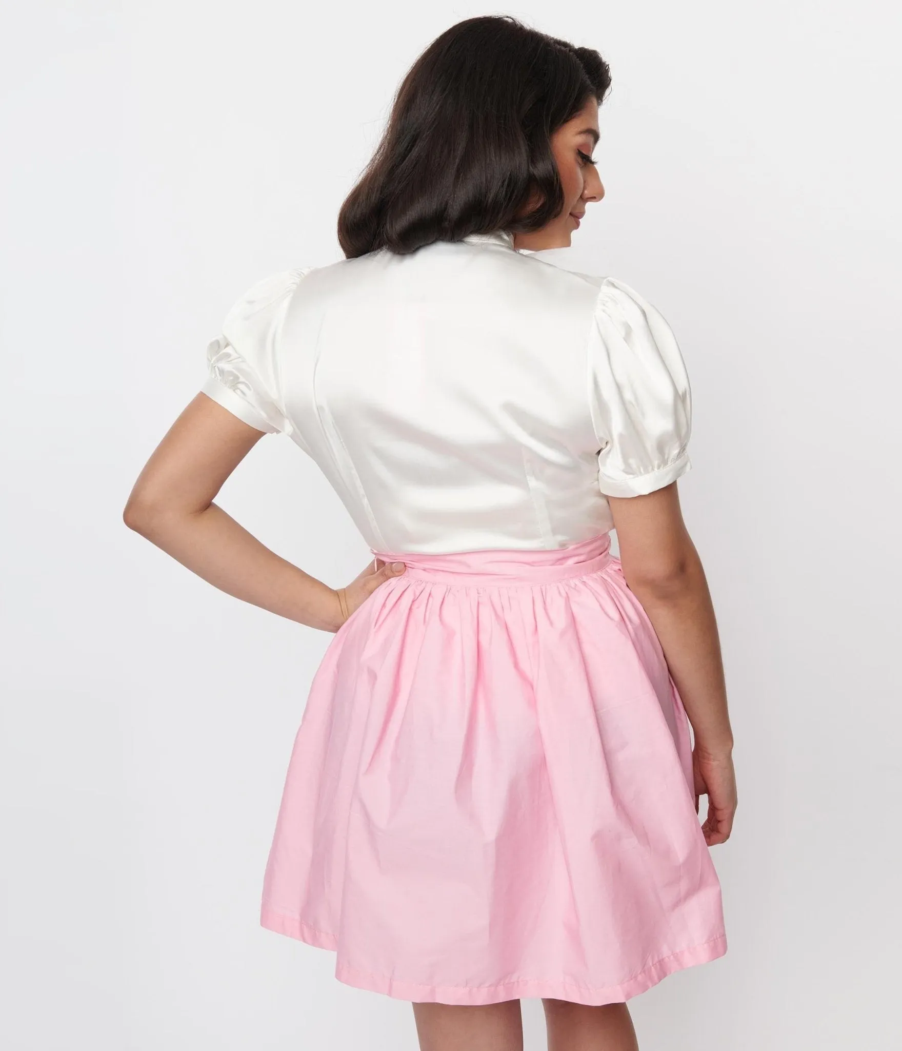 Voodoo Vixen Ivory Bold Bow Satin Blouse sold by Unique Vintage product image thumbnail 2