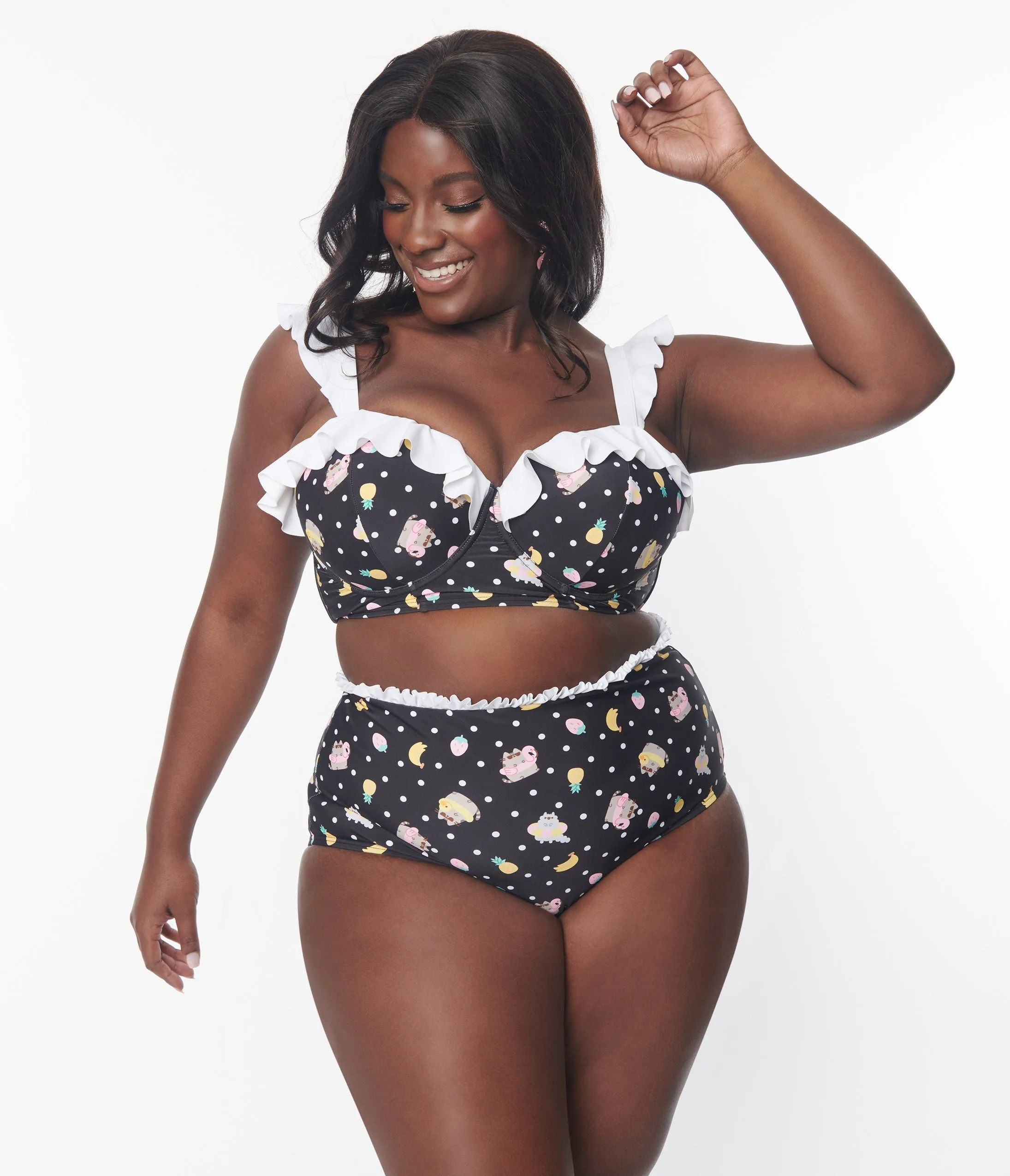 Pusheen x Unique Vintage Plus Size Pool Time Cape May Swim Bottoms sold by Unique Vintage