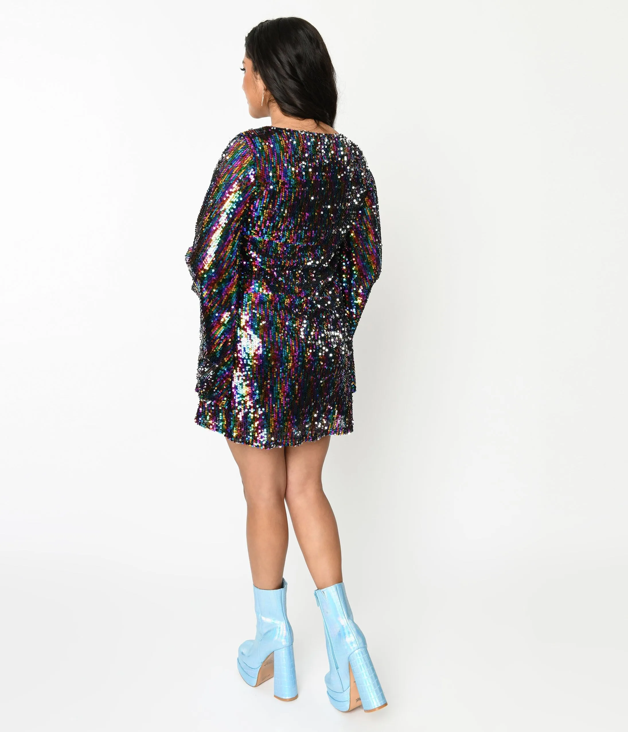 Smak Parlour 1960s Rainbow Sequin Downtown Scene Mini Dress sold by Unique Vintage product image thumbnail 3