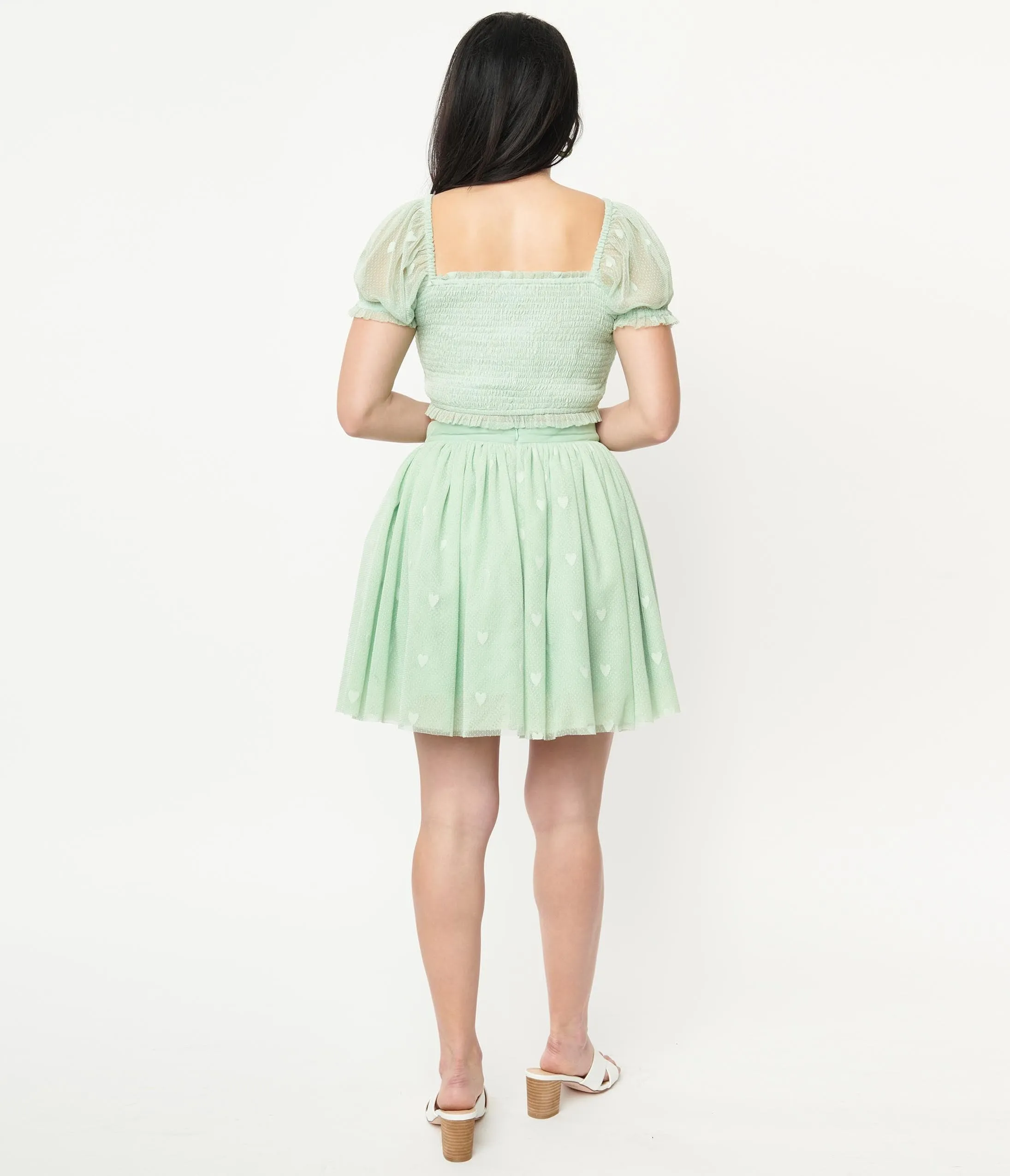 Unique Vintage Mint Hearts Sweetie Pie Flare Skirt sold by Unique Vintage product image thumbnail 3
