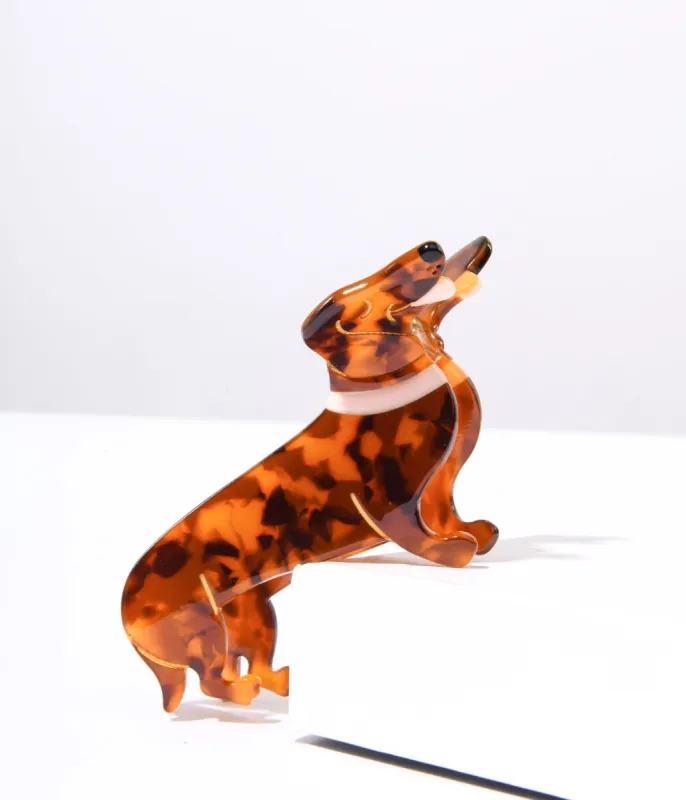 Dachshund Acrylic Hair Claw sold by Unique Vintage