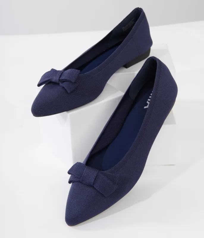 Navy Blue Josefine Flats sold by Unique Vintage