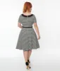 Unique Vintage 1950s Black & White Houndstooth Collared Swing Dress sold by Unique Vintage