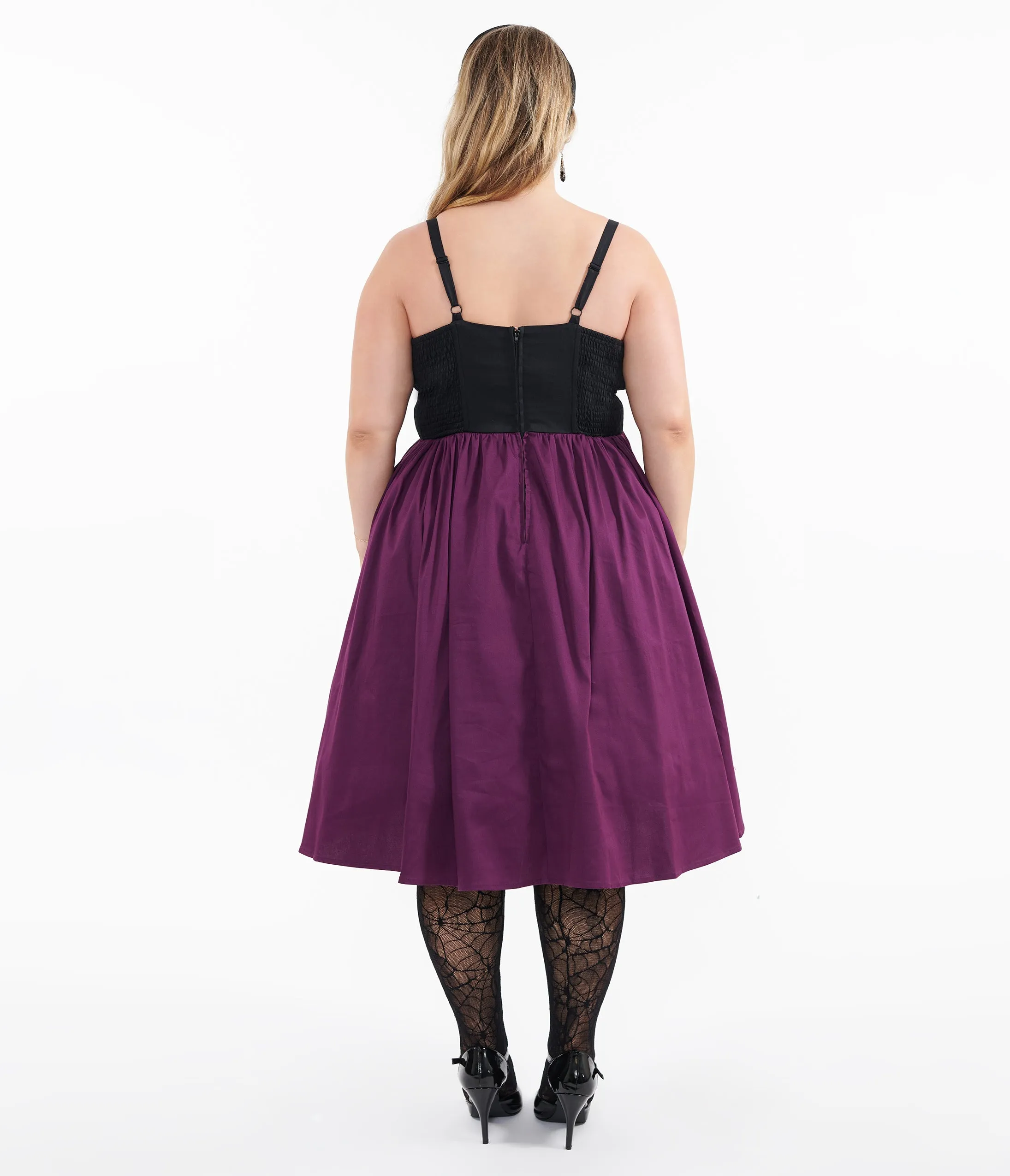 Unique Vintage Plus Size 1950s Purple & Black Glitter Cat Swing Dress sold by Unique Vintage product image thumbnail 2