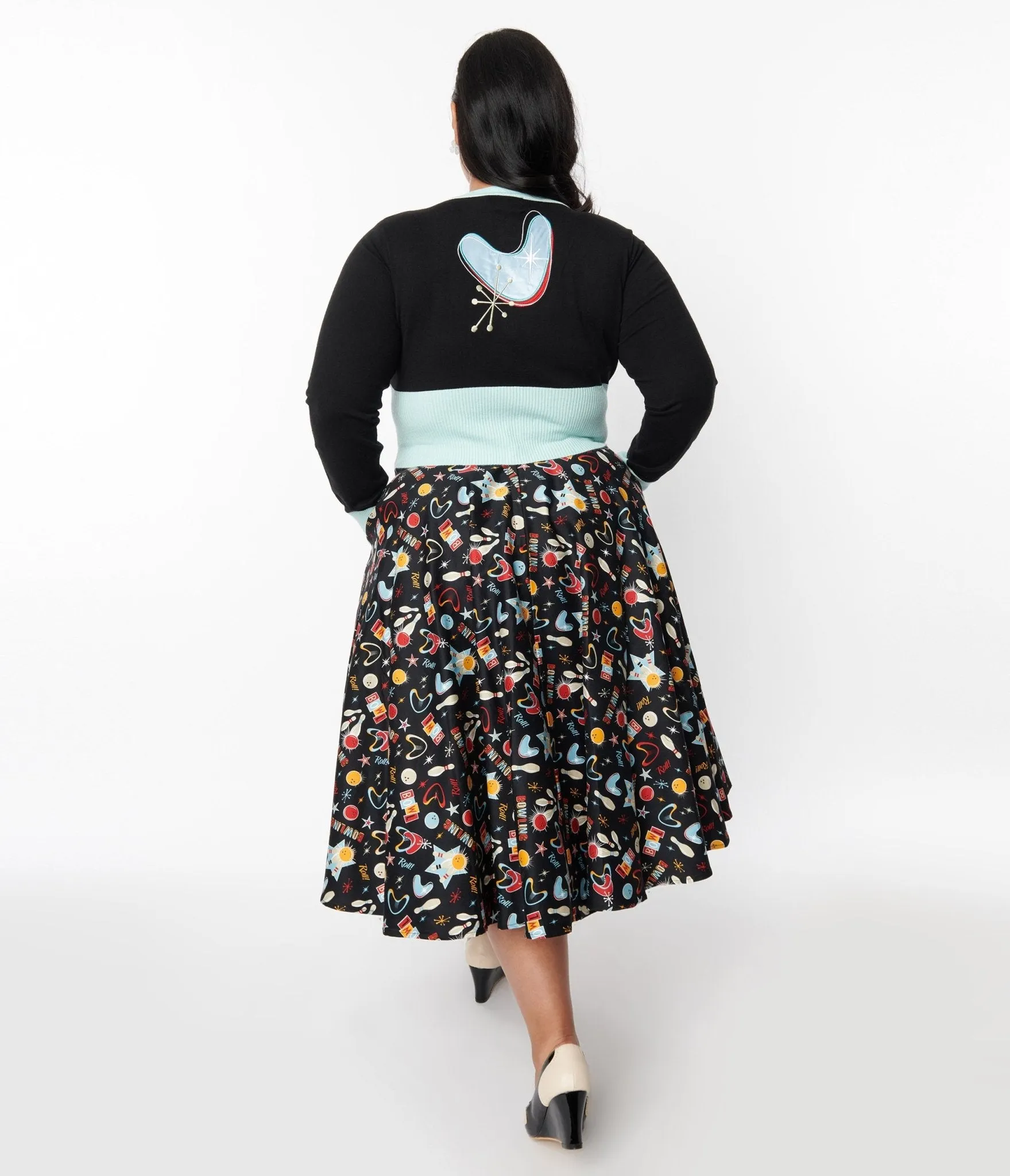 Black Let's Go Bowling Swing Skirt sold by Unique Vintage product image thumbnail 3