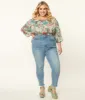 Plus Size Light Blue Wash Front Pocket Skinny Jeans sold by Unique Vintage