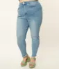 Plus Size Light Blue Wash Front Pocket Skinny Jeans sold by Unique Vintage