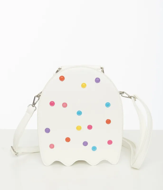 White Leatherette Circus Cookie Ghost Crossbody Bag sold by Unique Vintage