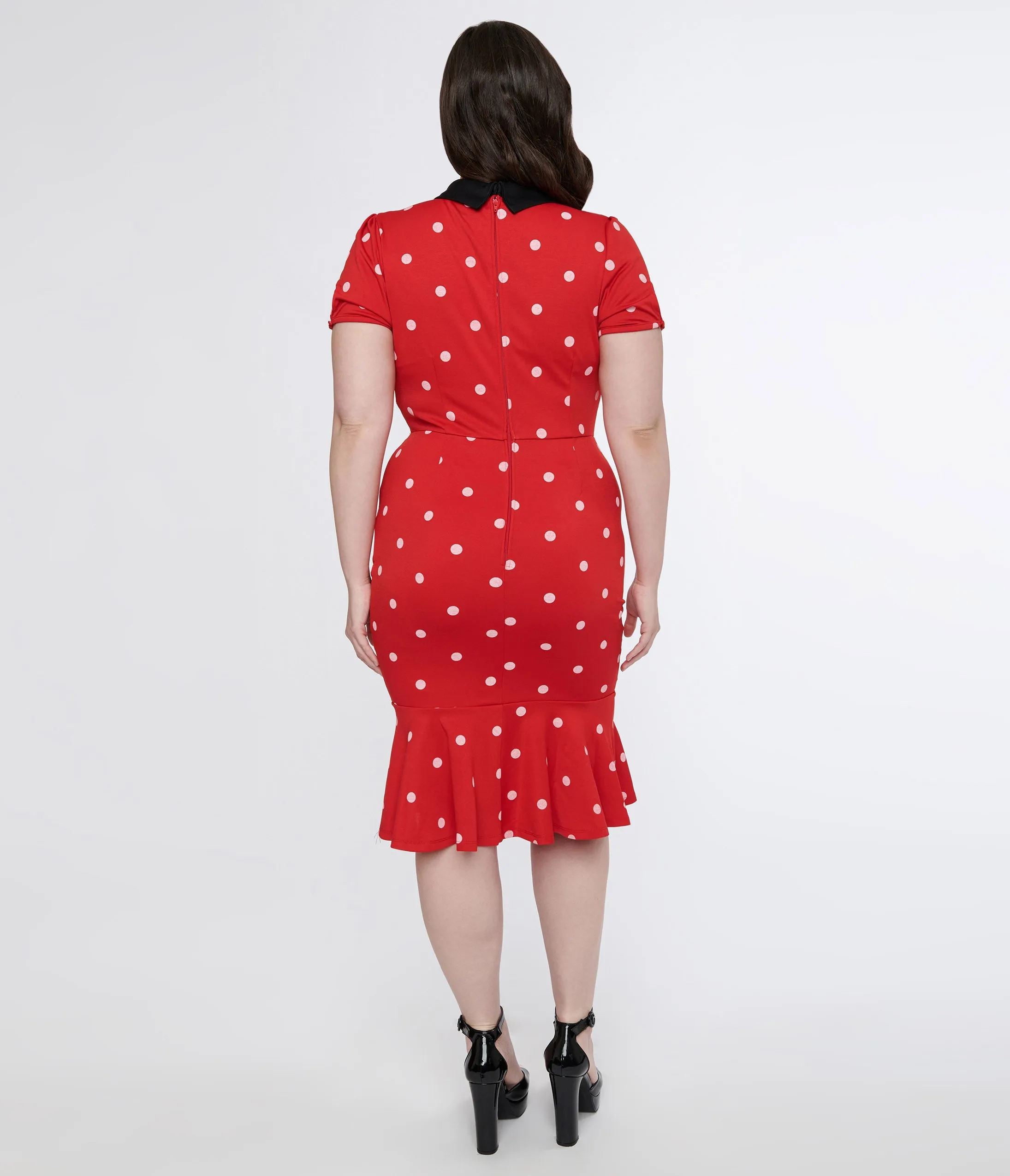 Unique Vintage Plus Size Red & White Polka Dot Neck Tie Wiggle Dress sold by Unique Vintage product image thumbnail 2