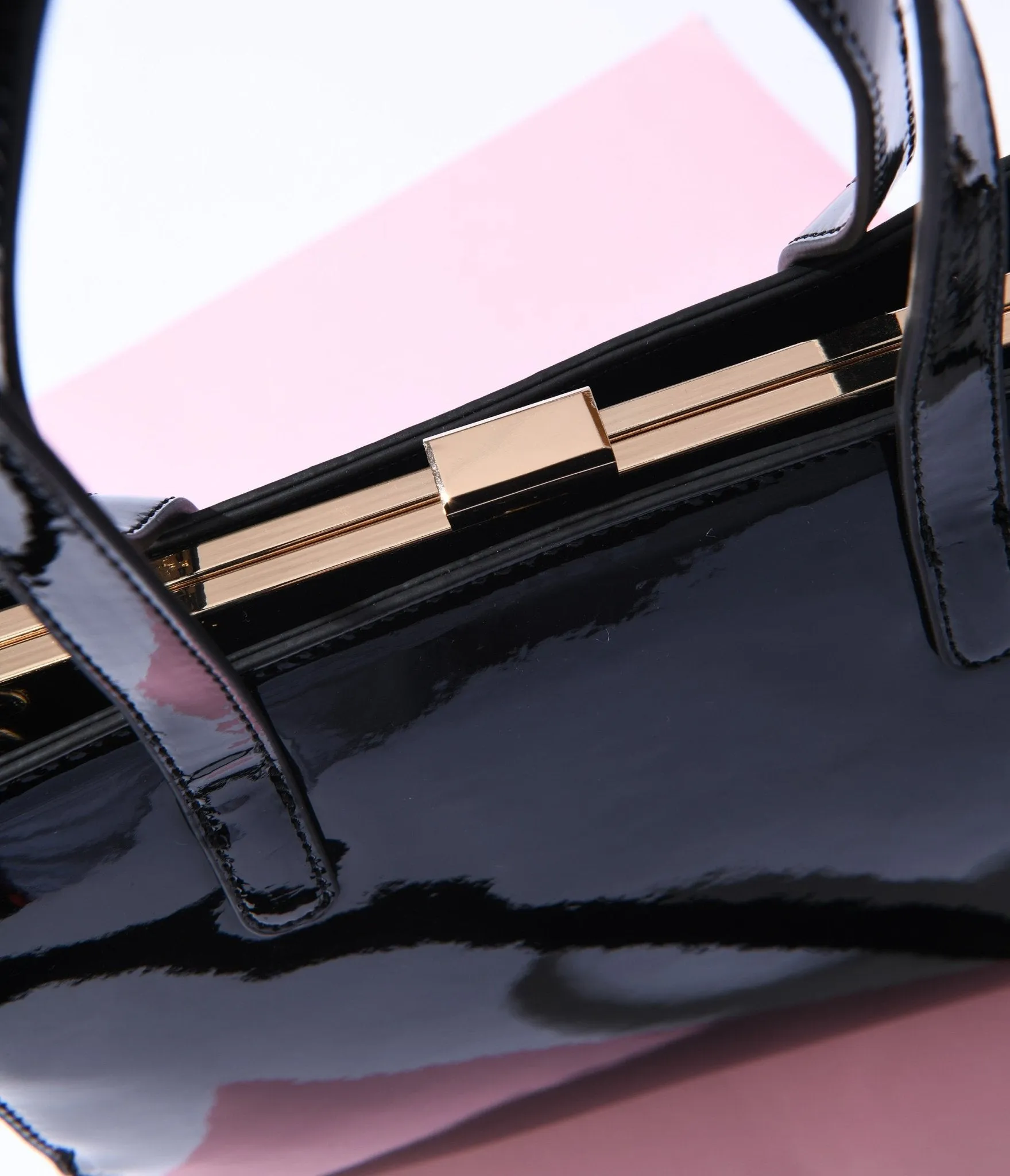 Black Patent Leatherette Purse sold by Unique Vintage product image thumbnail 2