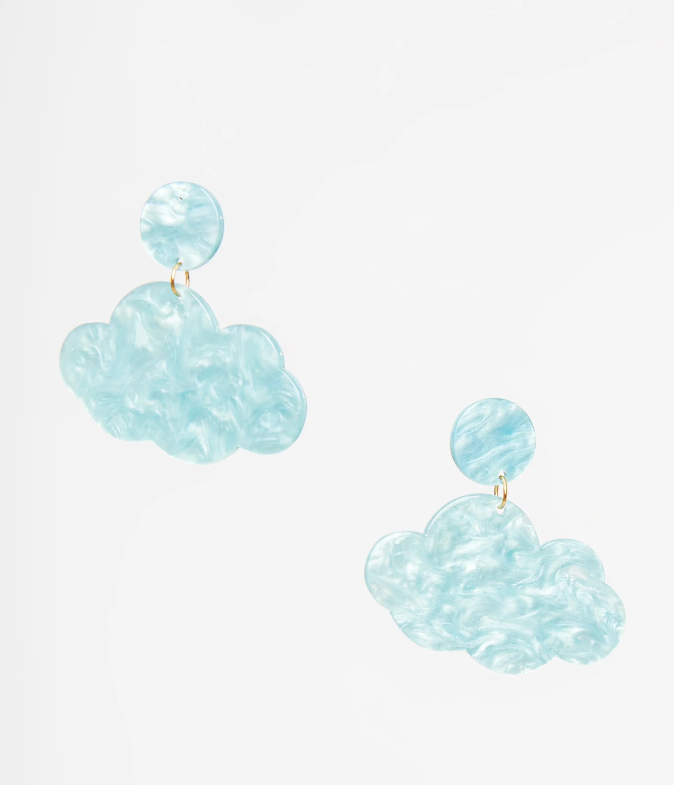 1960s Light Blue Shimmer Cloud Earrings sold by Unique Vintage