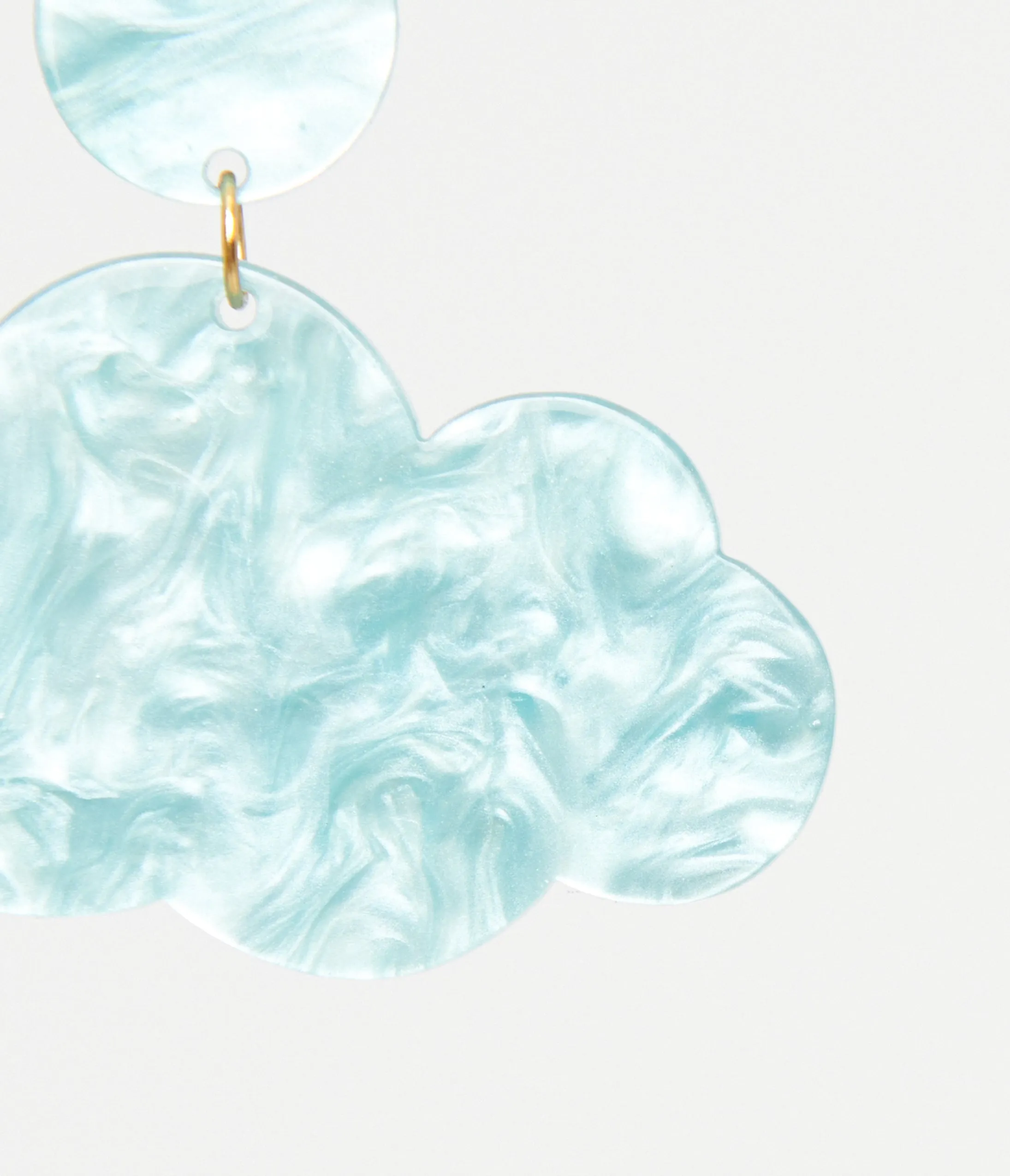 1960s Light Blue Shimmer Cloud Earrings sold by Unique Vintage product image thumbnail 2