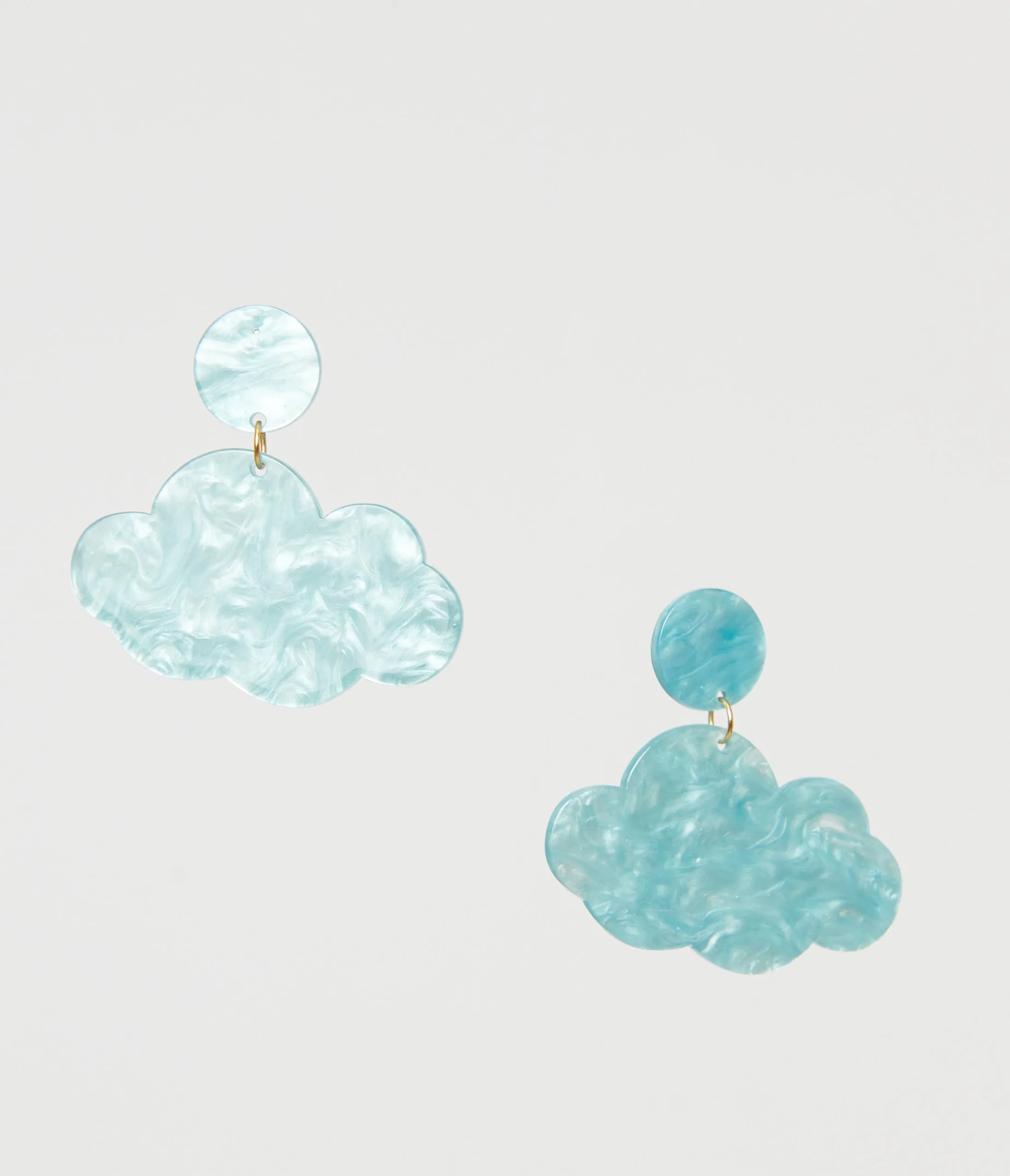 1960s Light Blue Shimmer Cloud Earrings sold by Unique Vintage product image thumbnail 3