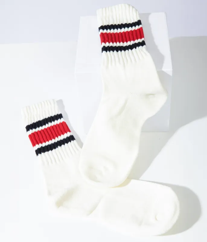 White & Red Striped Socks sold by Unique Vintage