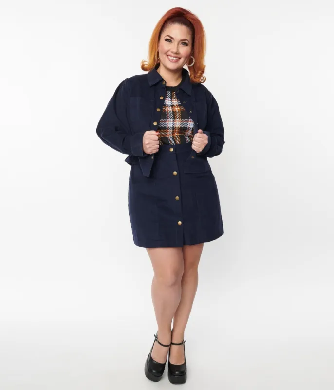 Plus Size 1970s Navy Moxy Skirt sold by Unique Vintage