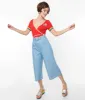Unique Vintage 1940s Light Blue Denim Ginger Capri Pants sold by Unique Vintage
