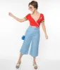 Unique Vintage 1940s Light Blue Denim Ginger Capri Pants sold by Unique Vintage