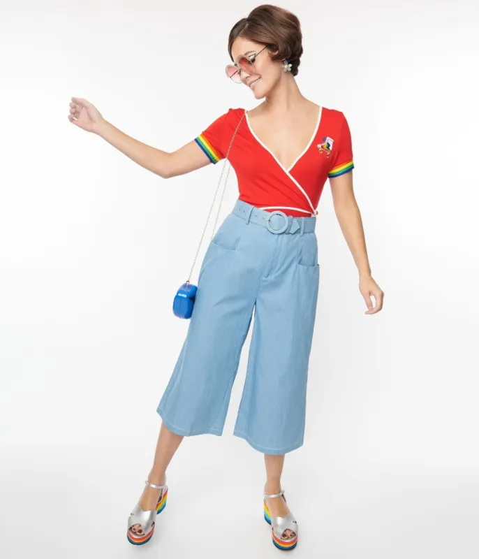 Unique Vintage 1940s Light Blue Denim Ginger Capri Pants sold by Unique Vintage
