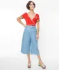 Unique Vintage 1940s Light Blue Denim Ginger Capri Pants sold by Unique Vintage