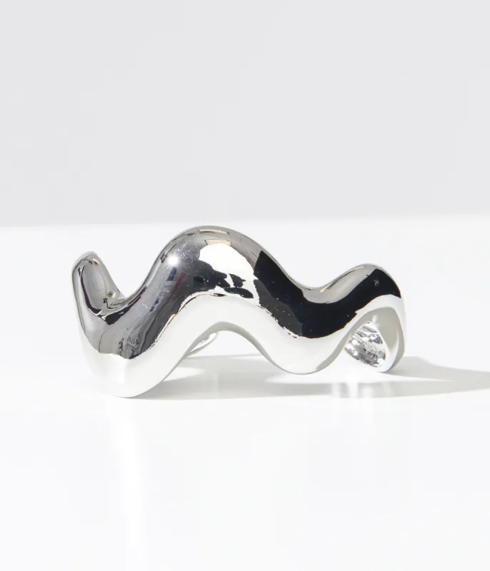 1960s Silver Wavy Bracelet sold by Unique Vintage