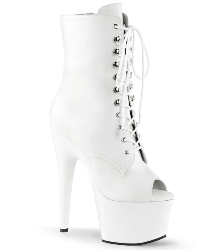 White Platform Peep Toe Ankle Boot sold by Unique Vintage
