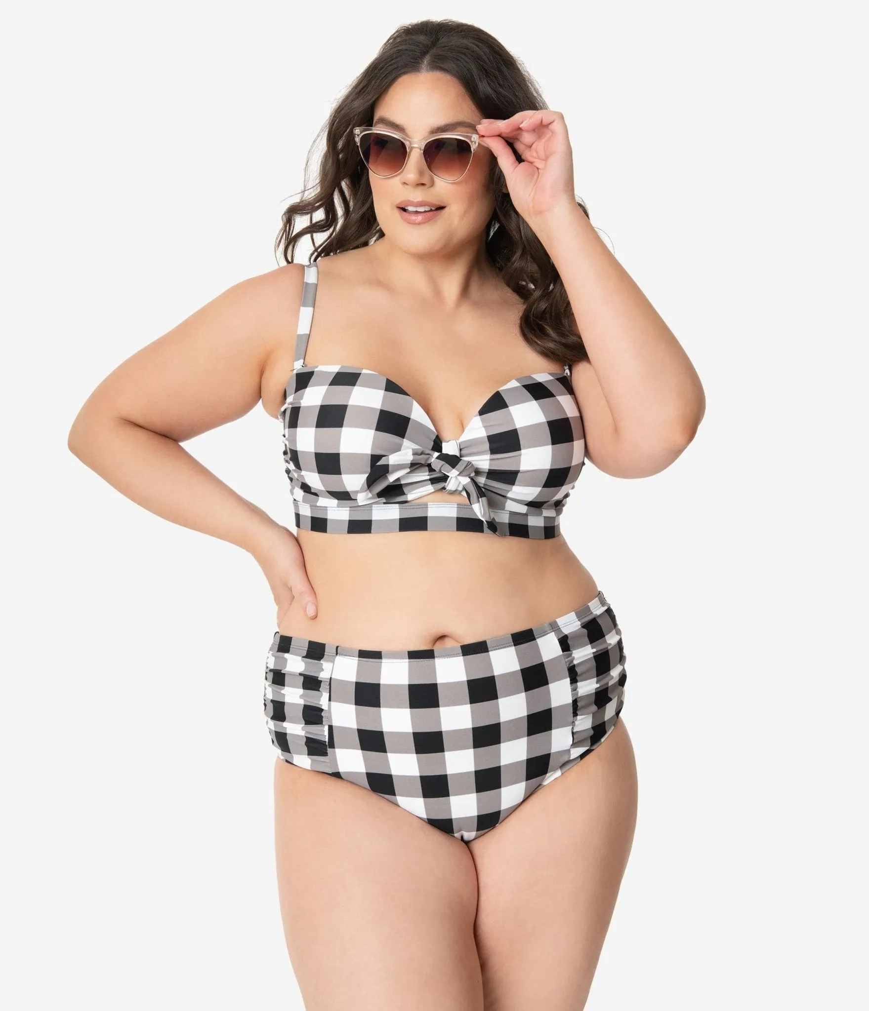 Plus Size Retro Style Black & White Gingham Swim Bottom sold by Unique Vintage product image thumbnail 4