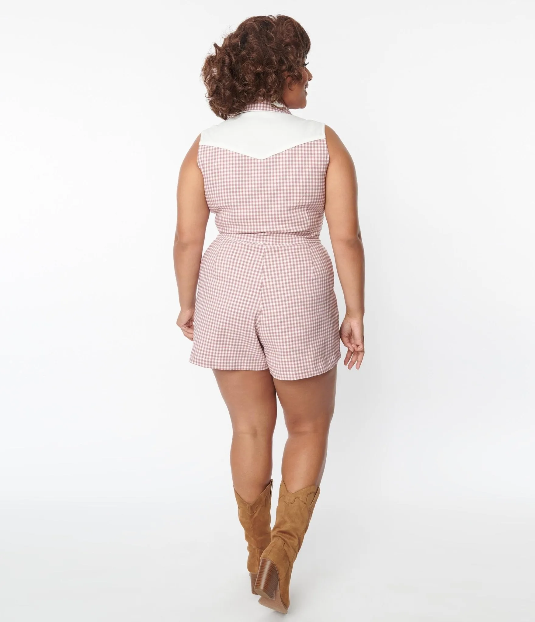 Unique Vintage 1940s Rose & White Gingham Rodeo Ready Romper sold by Unique Vintage product image thumbnail 5