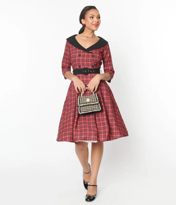 Red Plaid Rakeel Swing Dress sold by Unique Vintage