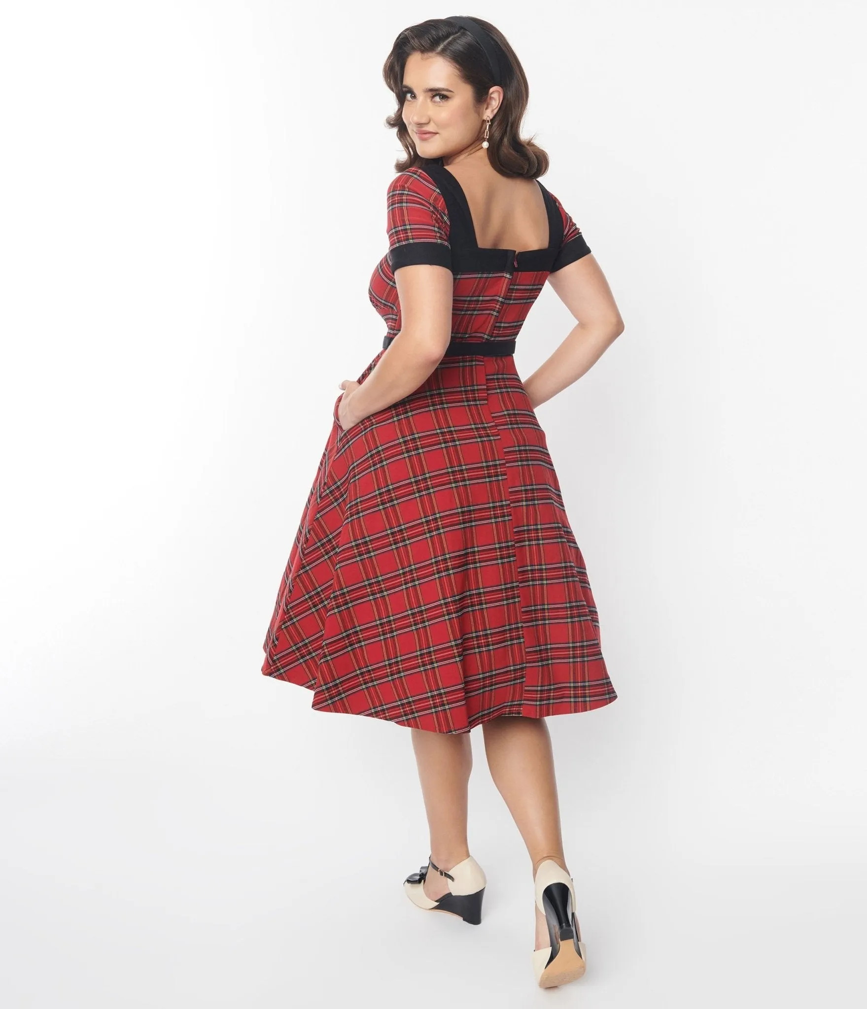 Unique Vintage Red Tartan Plaid Swing Dress sold by Unique Vintage product image thumbnail 2