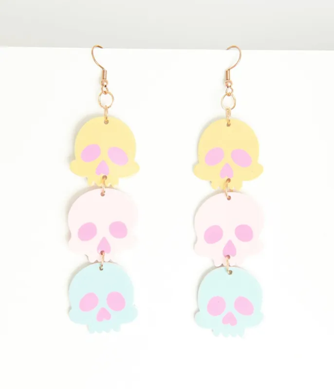 Pastel Candy Coated Skull Earrings sold by Unique Vintage