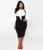 Unique Vintage Plus Size Black Velvet Fontaine Suspender Pencil Skirt sold by Unique Vintage