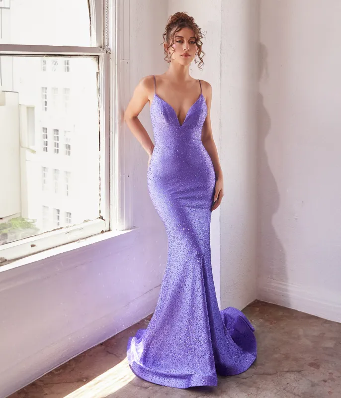 Cinderella Divine Lilac Sparkle Mermaid Prom Dress sold by Unique Vintage