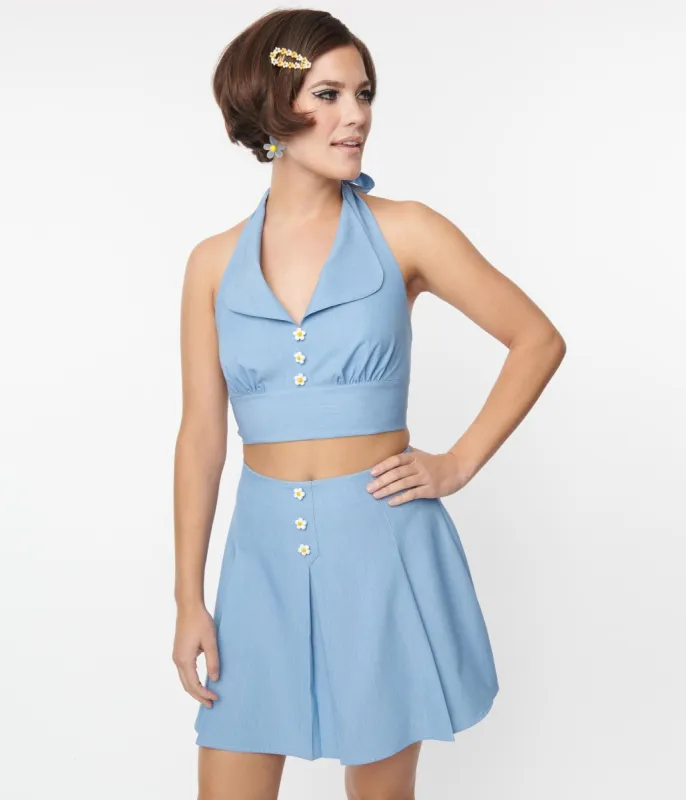 Smak Parlour Chambray Mini Skirt sold by Unique Vintage