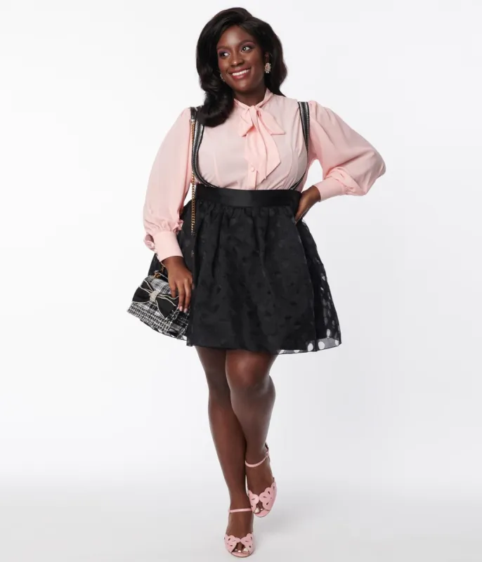 Unique Vintage Plus Size Black Polka Dot Tulle Suspender Mini Skirt sold by Unique Vintage