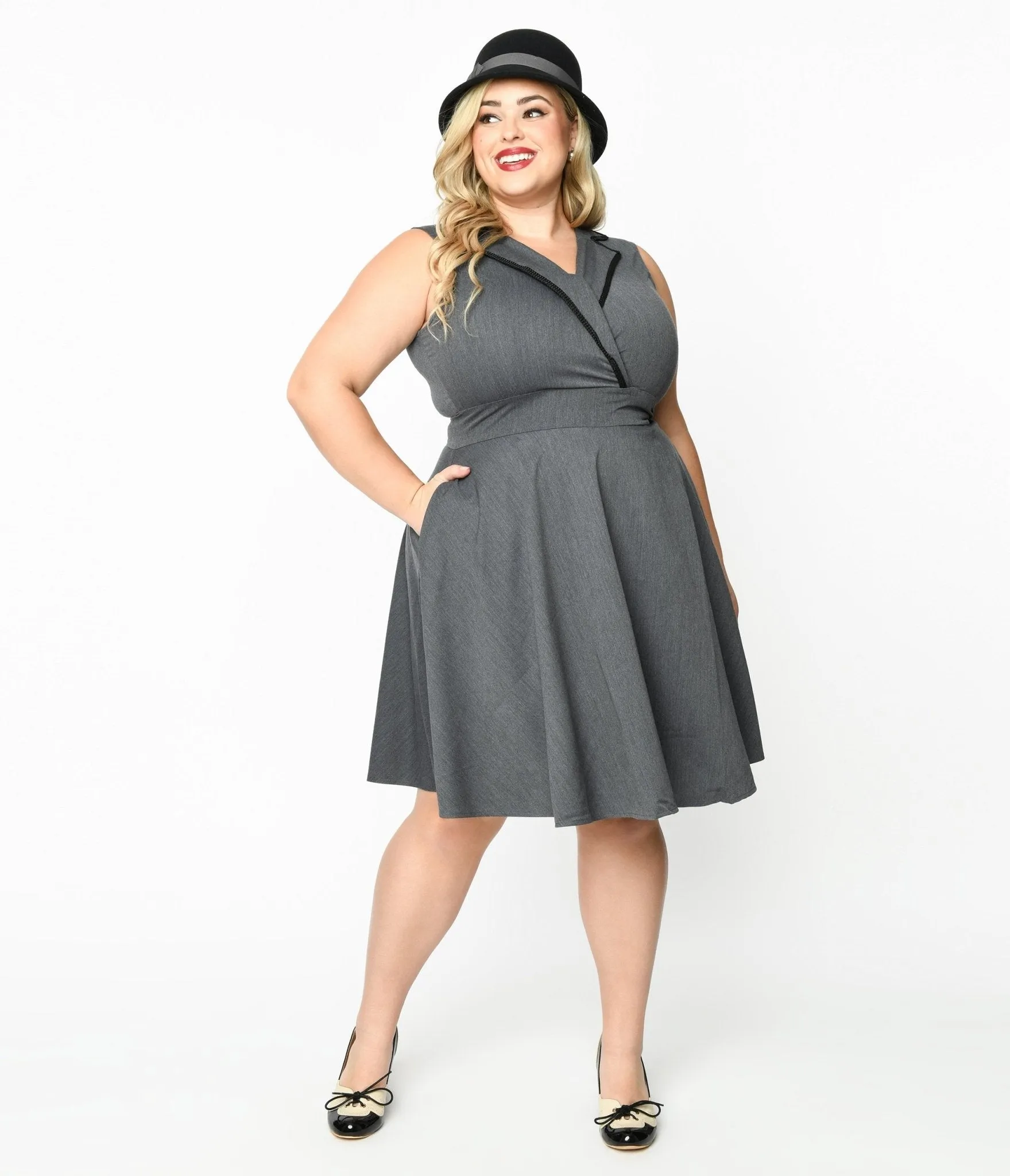 Dark Heather Grey Swing Dress sold by Unique Vintage