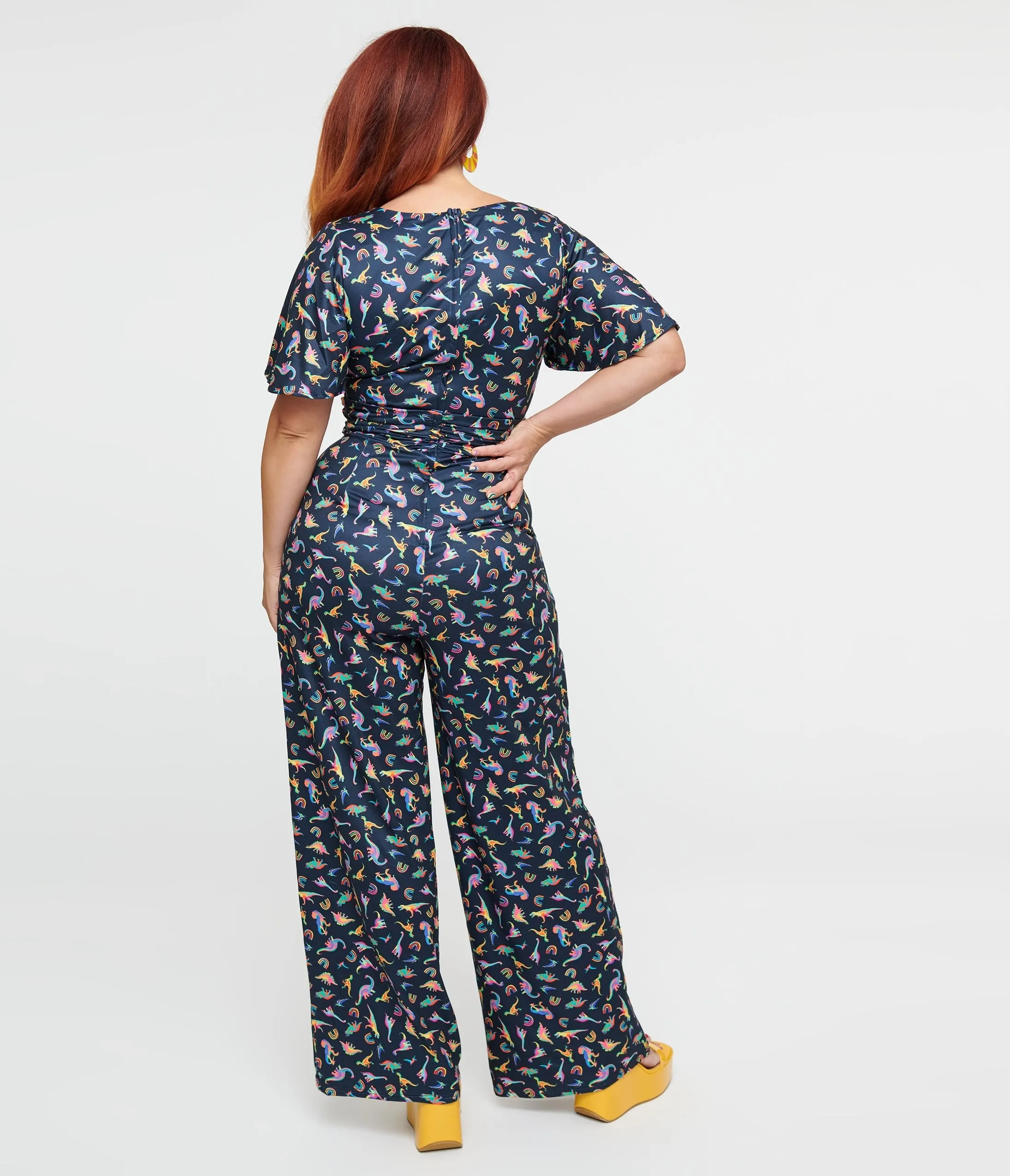 Dolly & Dotty Black Dinosaur & Rainbow Print Charlotte Jumpsuit sold by Unique Vintage product image thumbnail 3