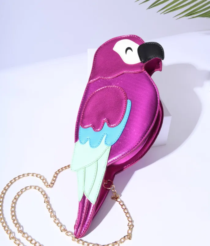 Pink Parrot Leatherette Crossbody Bag sold by Unique Vintage