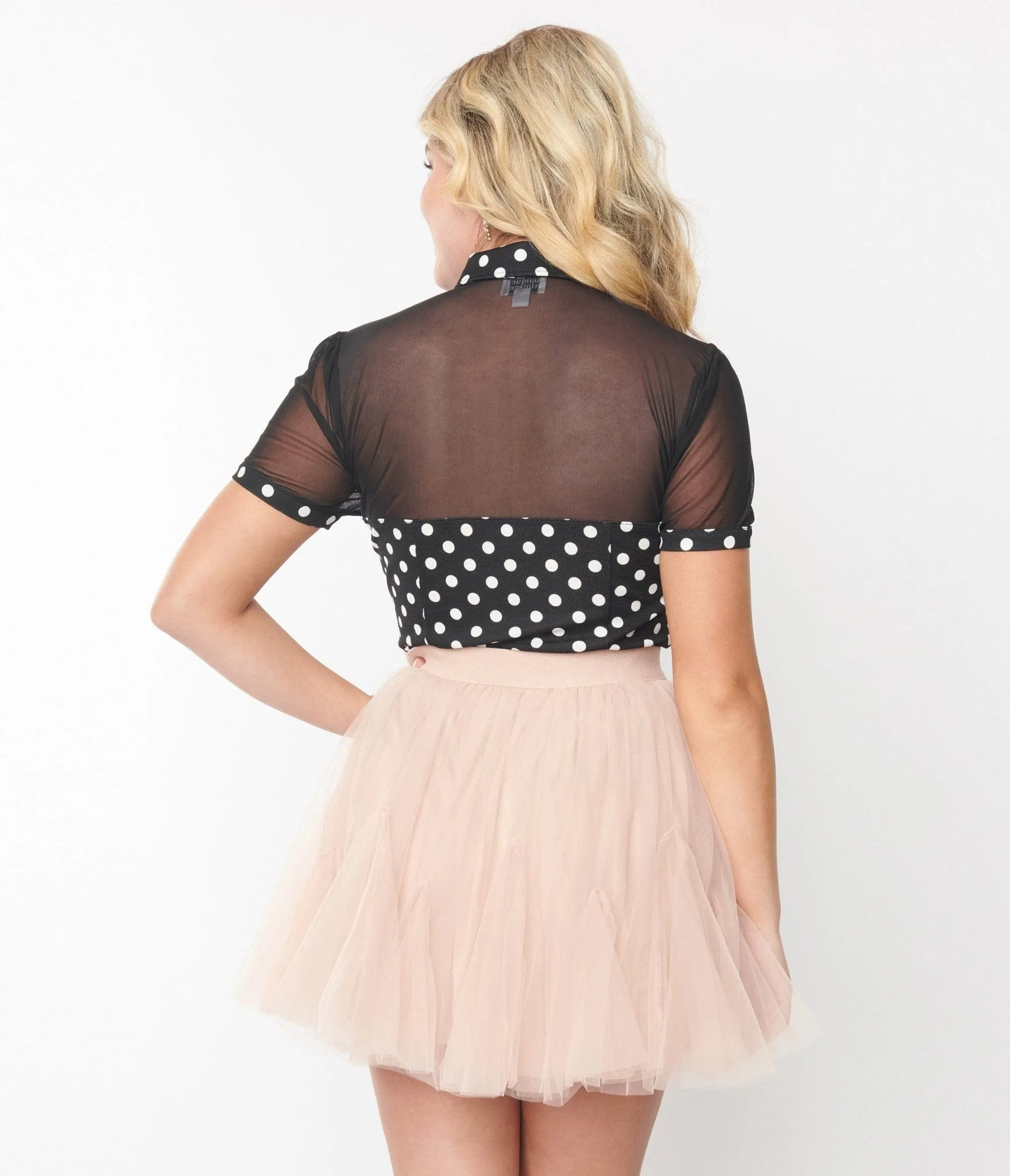 Blush Pink Pleated Tulle Skirt sold by Unique Vintage product image thumbnail 3