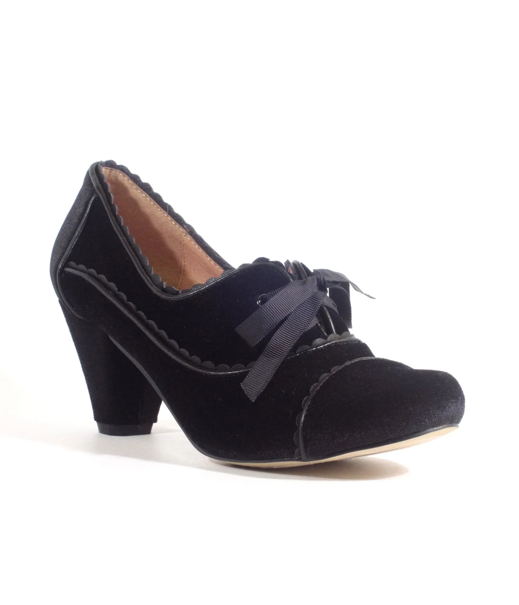 Chelsea Crew 1930s Black Velvet Oxford Madison Heels sold by Unique Vintage