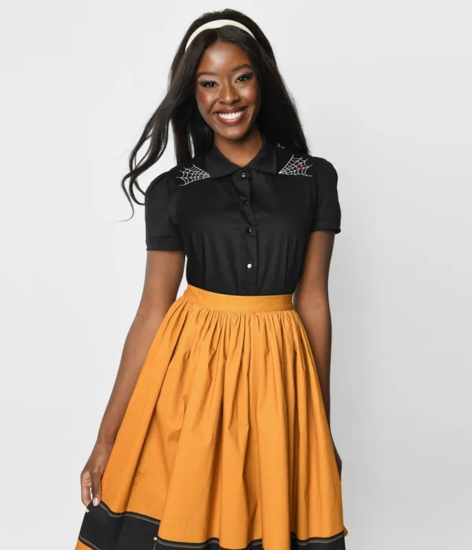 Black Spider Web Western Rockabilly Top sold by Unique Vintage