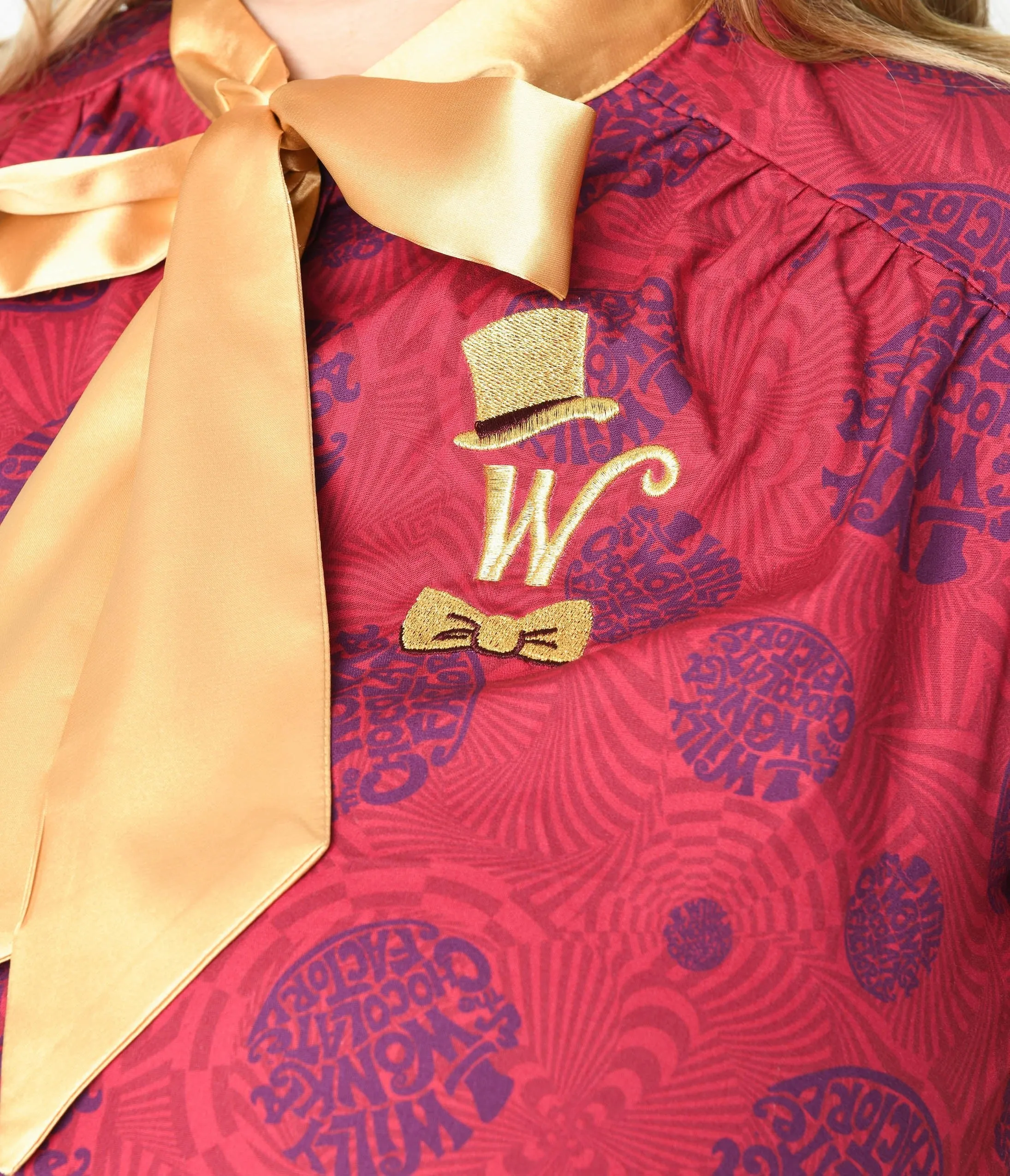 Willy Wonka x Unique Vintage Plus Size Berry Swirls & Gold Bow Swing Dress sold by Unique Vintage product image thumbnail 2