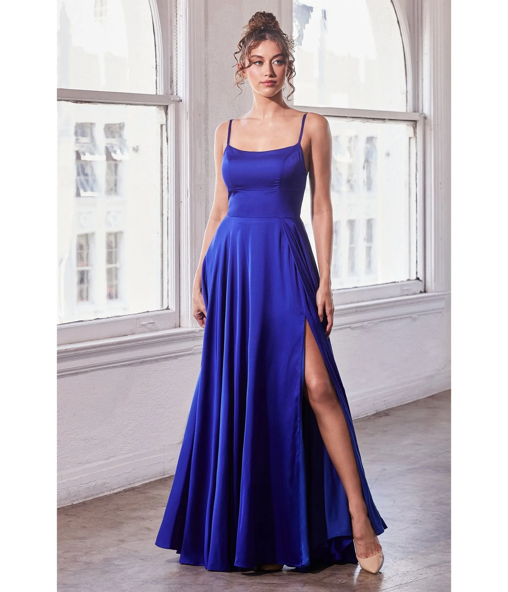 Ladivine by Cinderella Divine Royal Blue Satin A Line Bridesmaid Dress sold by Unique Vintage product image thumbnail 3