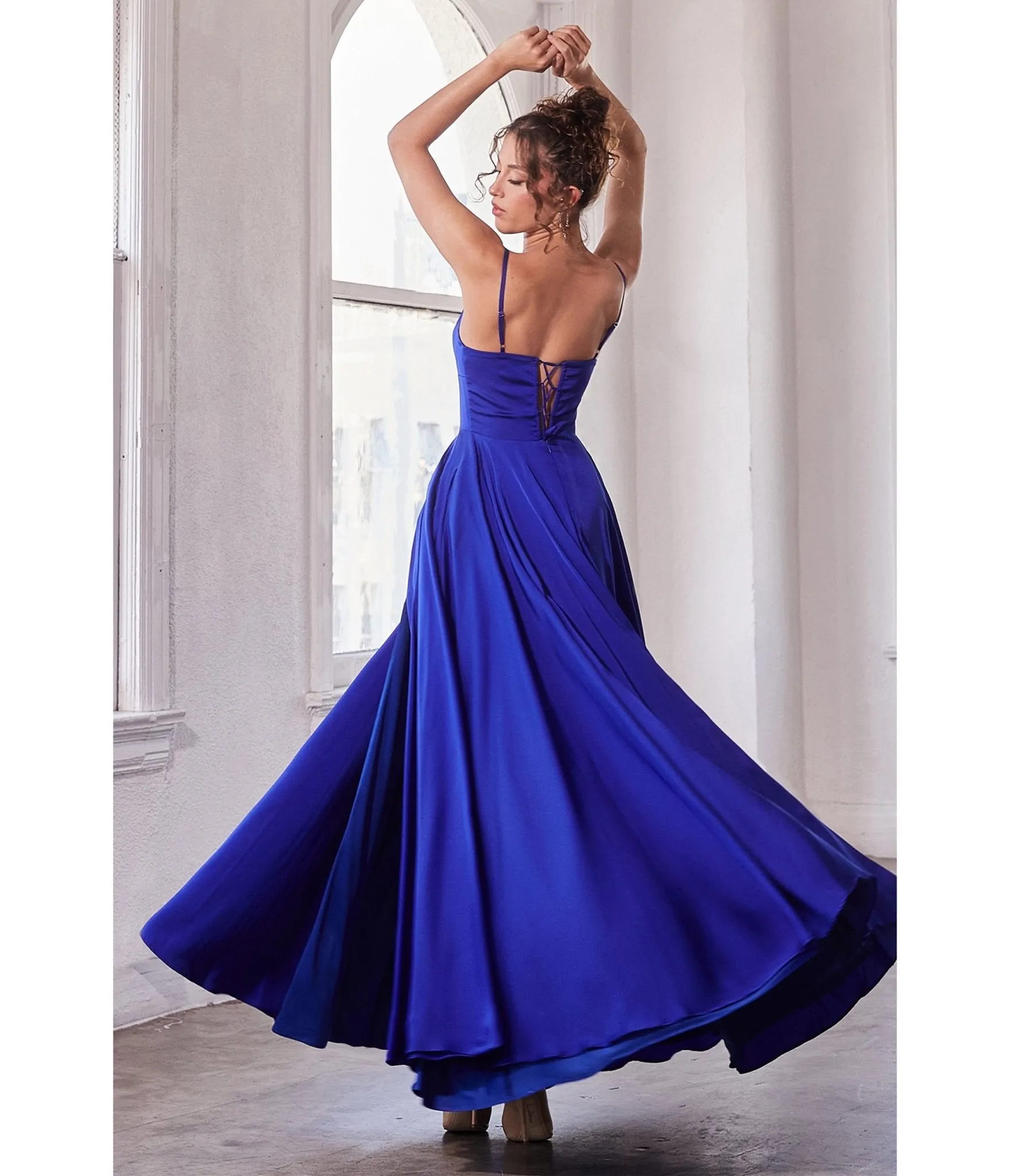 Ladivine by Cinderella Divine Royal Blue Satin A Line Bridesmaid Dress sold by Unique Vintage product image thumbnail 2