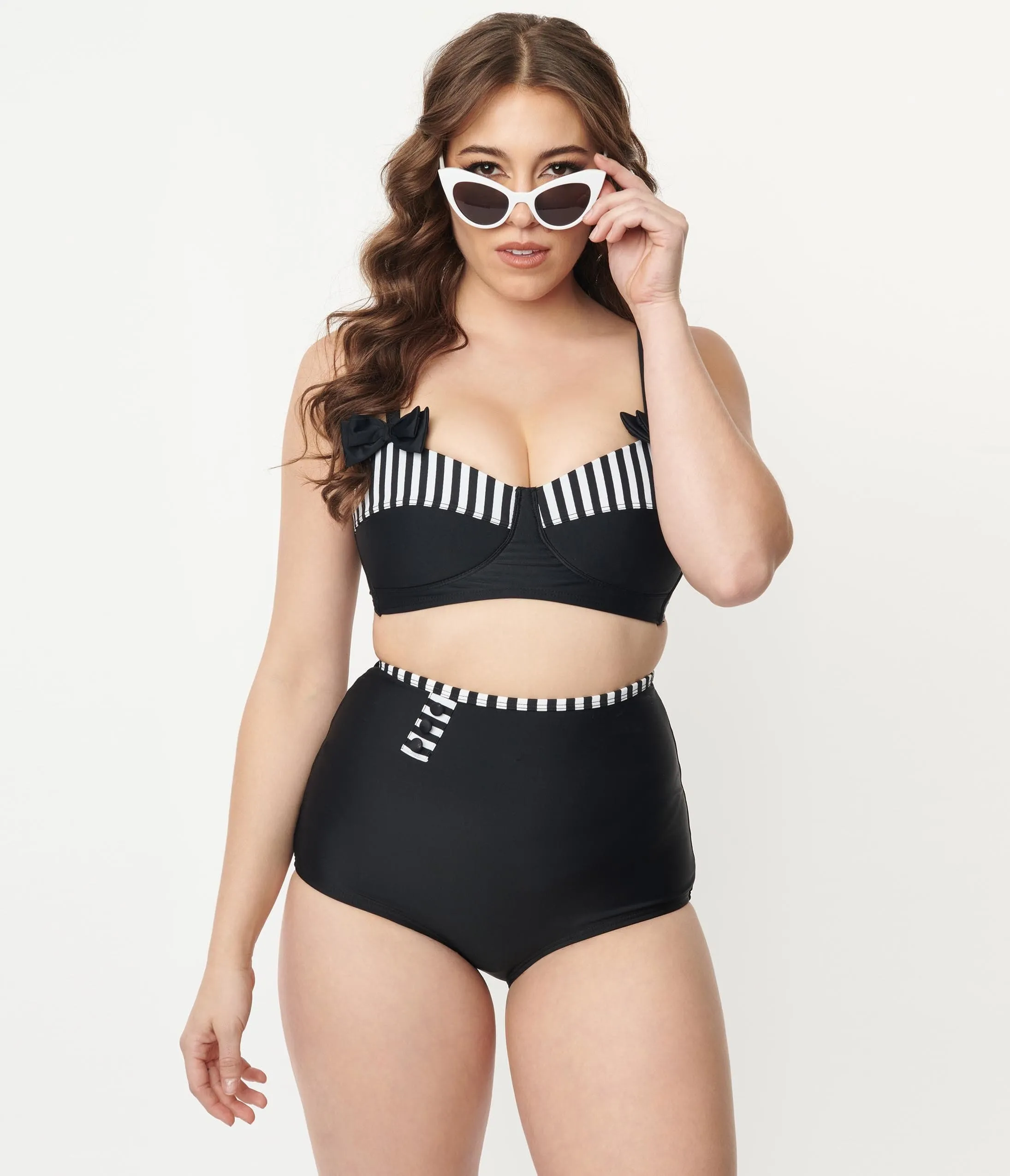 Unique Vintage Black High Waist Hatteras Swim Bottom sold by Unique Vintage