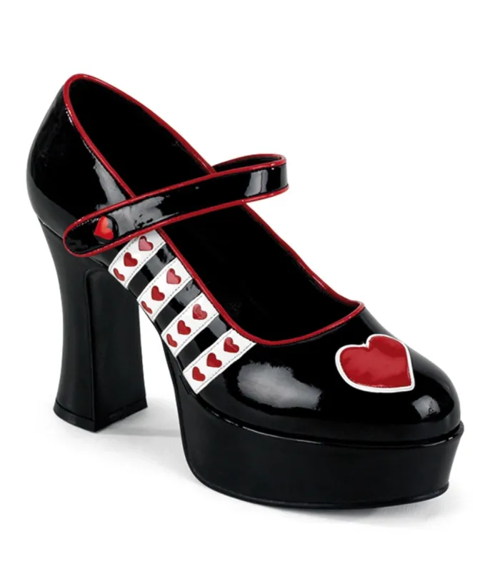 Black Queen of Hearts Platform Heels sold by Unique Vintage