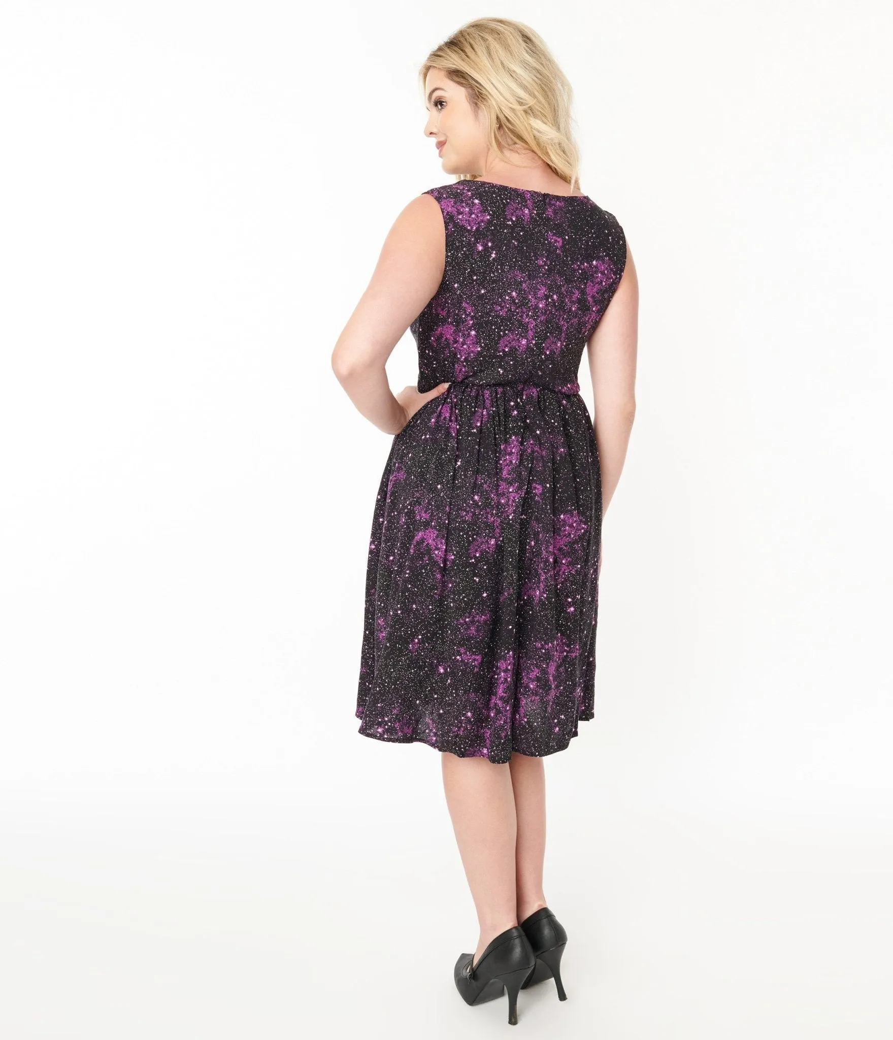 Black & Purple Celestial Swing Dress sold by Unique Vintage product image thumbnail 3